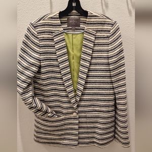 Cole Haan Blue/Cream Bouclé Blazer